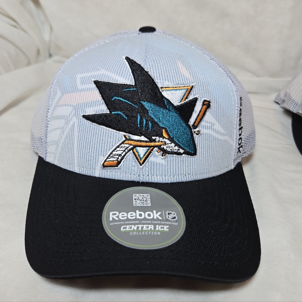 Men's San Jose Sharks Reebok White NHL Draft Adjustable Hat Center Ice